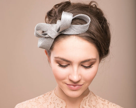 Silver bow fascinator