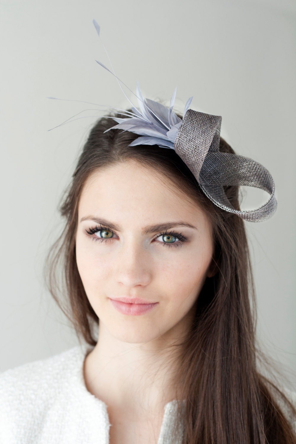 Millinery fascinator with feathers, Wedding Feather Headpiece, Bridesmaid Millinery Headpiece