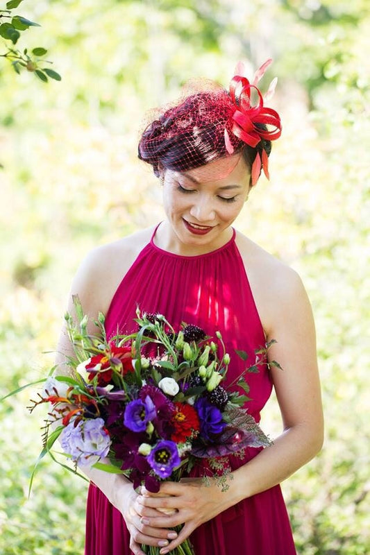 Hochzeitsfeder-Kopfschmuck mit Vogelkäfig, Brautvogelkäfig mit Feder-Fascinator in verschiedenen Farben - wählen Sie Ihren