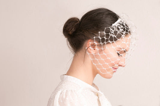 Modern birdcage veil, contemporary wedding veil, honeycomb birdcage veil