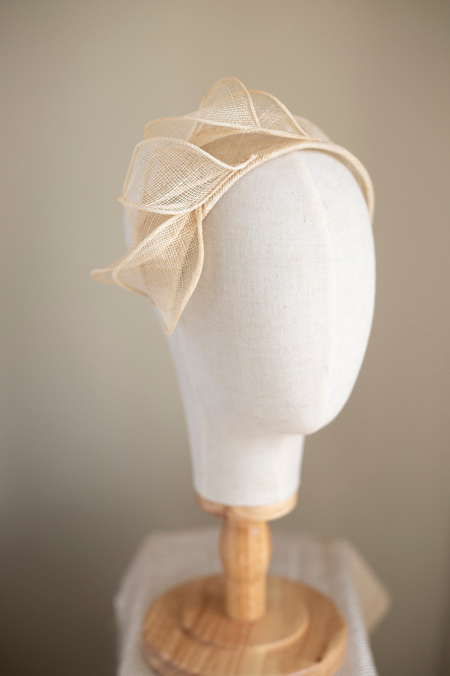 Bridal Sinamay Leaves Headband, Millinery Straw Fascinator for Wedding, Mother of Bride