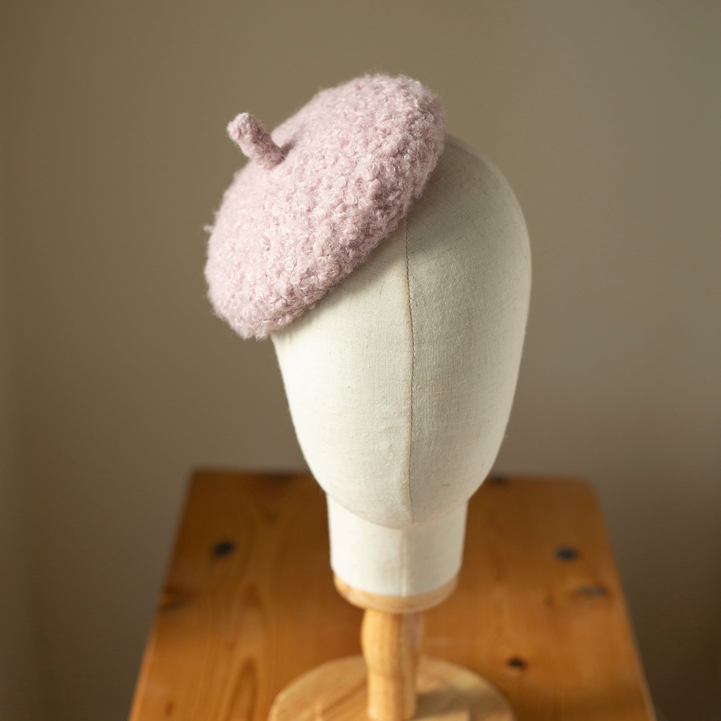 Millinery Beret Style Hat, Boiled Wool Beret, Millinery Lilac Hat, Ladies Winter Hat