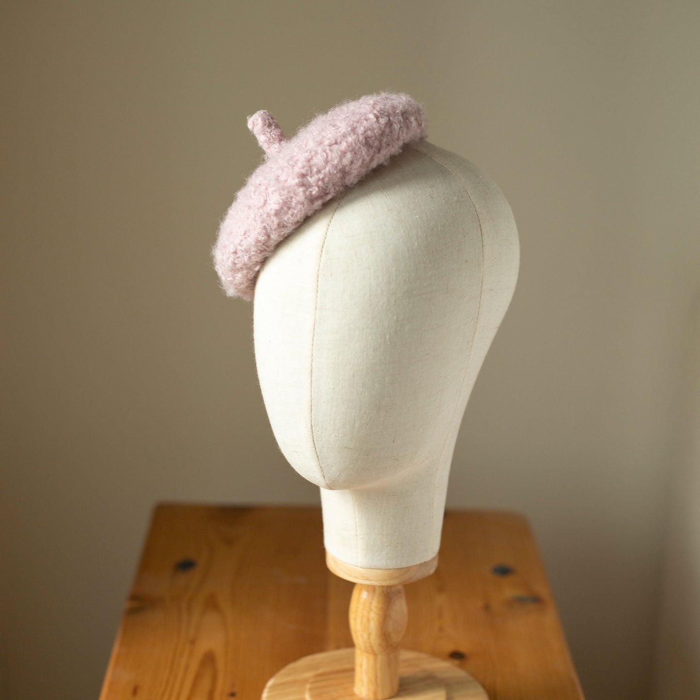 Millinery Beret Style Hat, Boiled Wool Beret, Millinery Lilac Hat, Ladies Winter Hat