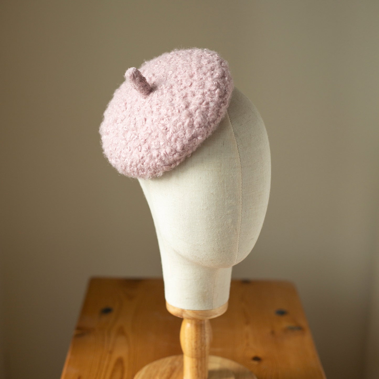 Millinery Beret Style Hat, Boiled Wool Beret, Millinery Lilac Hat, Ladies Winter Hat