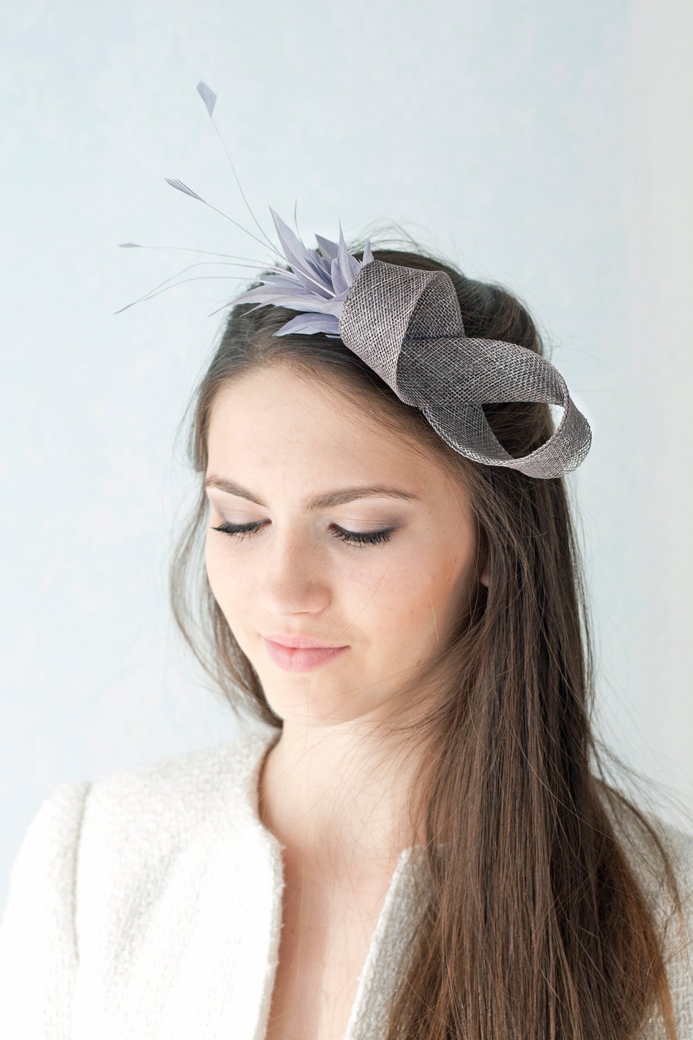 Millinery fascinator with feathers, Wedding Feather Headpiece, Bridesmaid Millinery Headpiece