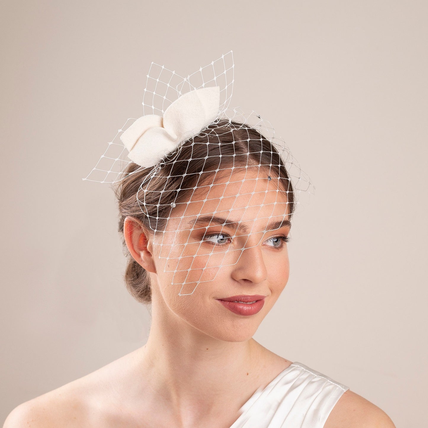 Courthouse Wedding Veil with Leaves Headpiece Civil Ceremony Leaves Fascinator Birdcage Veil Bridal Petals Veil Short Veil ivory or white