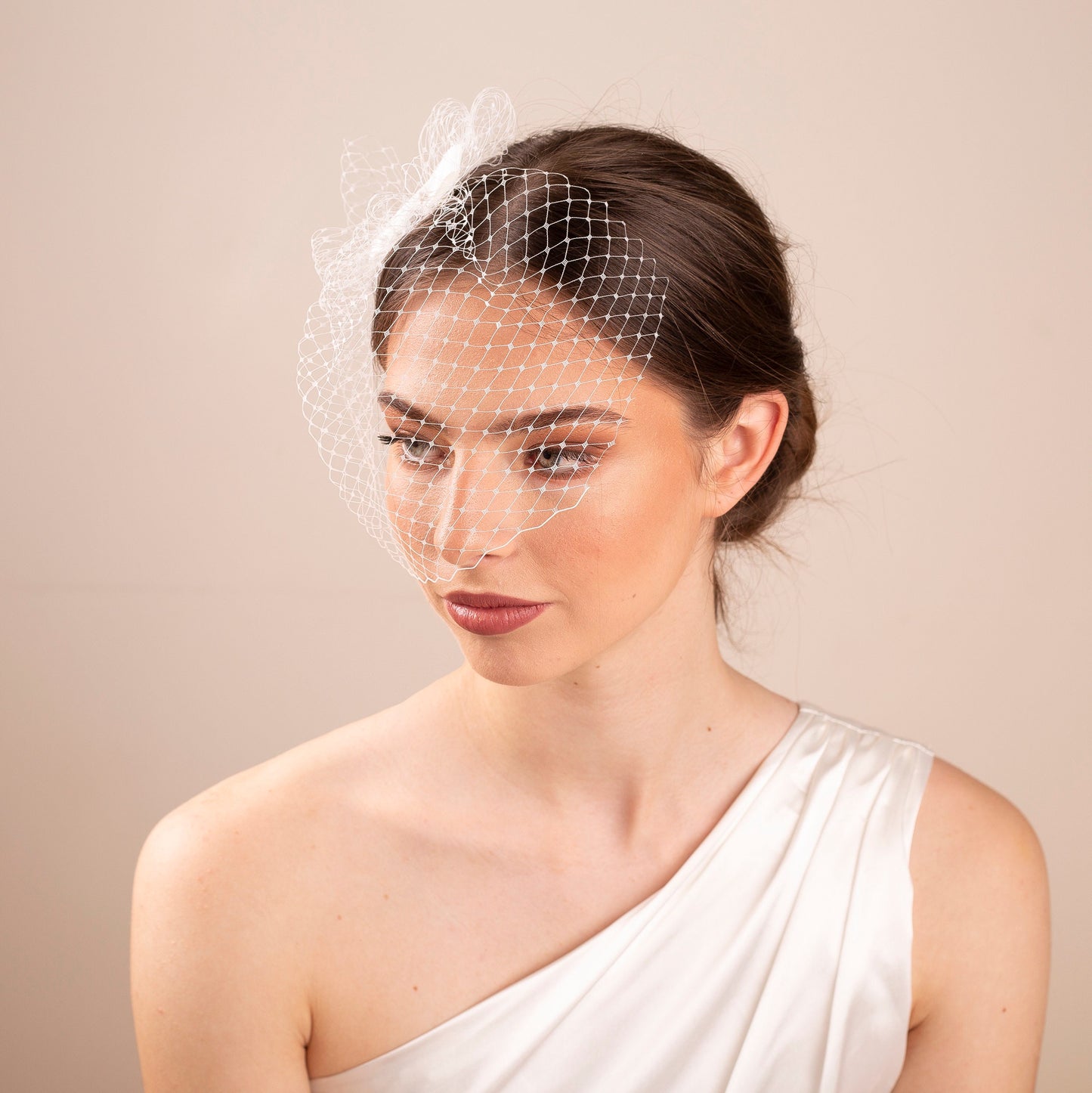 Brautschleife Vogelkäfigschleier in Elfenbein kurzer französischer Hochzeitsschleier mit Schleife Vogelkäfigschleier auf einem Haarkamm Elfenbein Hochzeitsschleife Haaraccessoire