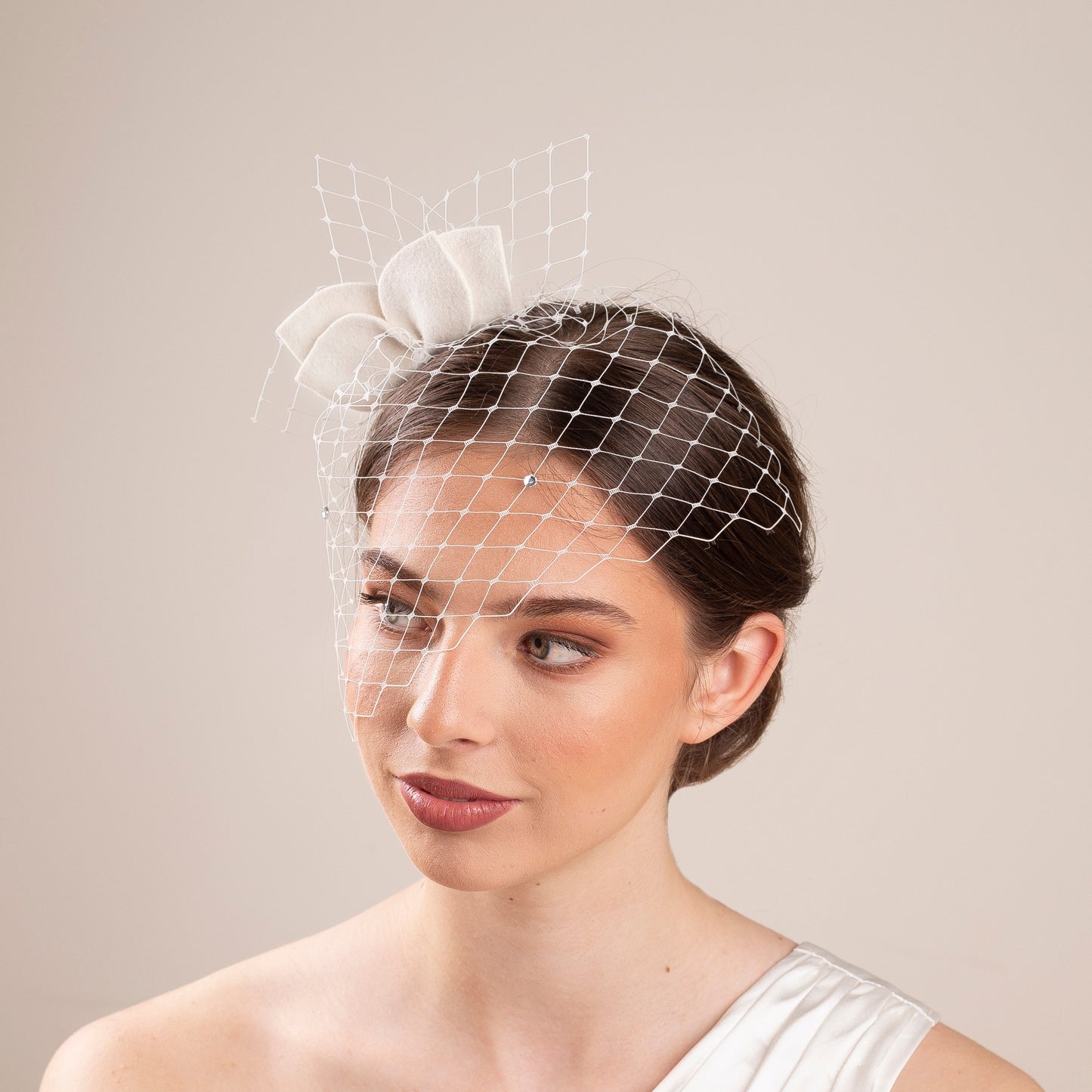 Courthouse Wedding Veil with Leaves Headpiece Civil Ceremony Leaves Fascinator Birdcage Veil Bridal Petals Veil Short Veil ivory or white