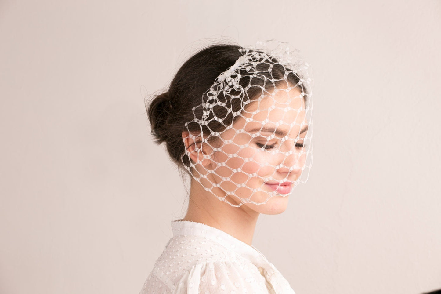 Modern birdcage veil, contemporary wedding veil, honeycomb birdcage veil